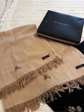 Burberry Tan Cashmere Scarf set of 2